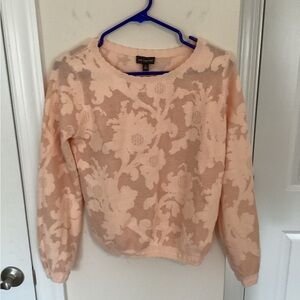 A light peach/blush floral knit pullover sweater from the Limited. Small